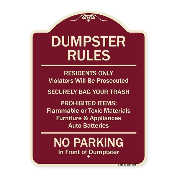 Designer Series-Residents Only Violators Prosecuted Bag Your Trash No Parking